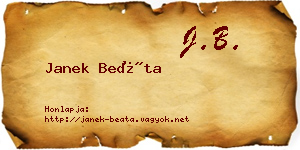 Janek Beáta névjegykártya